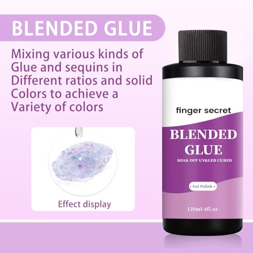 finger secret Nail Blending Glue,Clear Gel Nail Polish Thinner Mixing Glue for Blending Modulating Color add Glitter Blend Sequins Nail Designer DIY or Manicure Salon Home 120ml/4floz