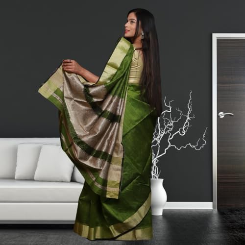 Generic green maheshwari silk saree – image 3