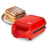 Tasty Mini Nonstick Waffle Maker, Perfect for Individual Waffles, Hash Browns, Brownies and more, Quick Results, Easy Clean Up, 600W, Red