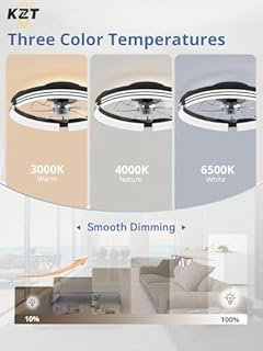 KZT Ventilateur de Plafond Silencieux avec Lumiere et Telecommande 50cm Moderne Ventilateurs de Plafond Dimmable 6 Vitesses et vent Réversible Fan Plafonnier pour Chambre Salon Salle à Manger