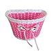 Lidahaotin Mignon Enfants Vélo Scooter Panier Enfants vélo en Plastique Tricoté Bow Noeud Avant Sac à la Main Rose
