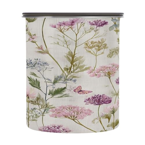 Contenedor de Café con Estampado Floral Rosa y Morado 500ml