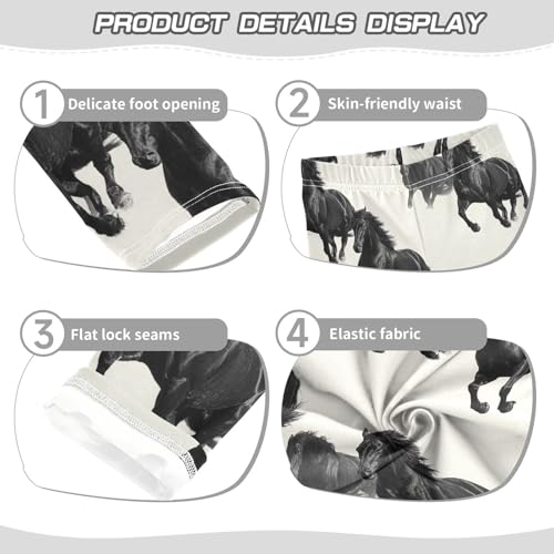 Girls Leggings Black Horses Soft Toddler Leggings for Girls Kids Pants Size 4T-10T3