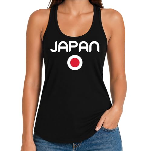 Japan Flag Soccer Fan Ladies Sleeveless Racerback Tank Top | International Soccer | Game Day | Black, Small 2129