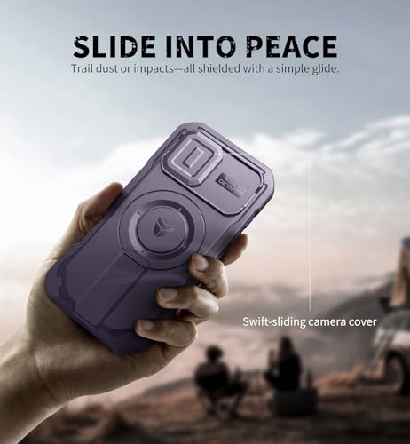 Image of Dexnor for iPhone 17 Case with Slide Camera Cover & Adjustable Kickstand & Built-in Screen Protector, Compatible Wireless Charging,Rugged Cases Heavy-Duty Magnetic Protective Cover,Phantom Purple