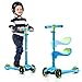 Lascoota 2-in-1 Kids Scooter with Removable Seat - Blue & Yellow - Adjustable Handlebar Height - Ages 3-10, Up to 100 lb - 3 LED Light-Up Wheels & Anti-Slip Deck - Lean-to-Steer Balance