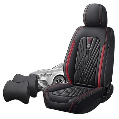 日産セレナ C27 C26 C25 H28.8~に適用車シートカバー座布団 防水 全天候型汚れ防止 取付簡単 滑り止め 収納便利クッションプロテクター前後席背もたれ耐摩耗性通気ナッパレザー素材(黒赤側)