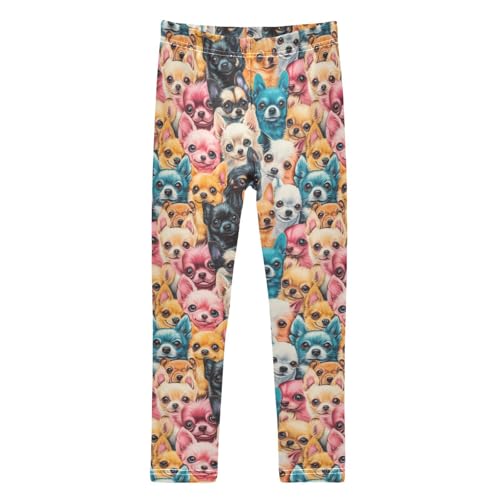 Girls Leggings Soft Toddler Ankle Length Bottoms Colorful Dogs Kids Dance Yoga Pants 4-10 Years