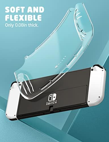 mumba Case for Nintendo Switch OLED 2021, [Thunderbolt Series] Protective Clear Cover with TPU Grip Compatible with Nintendo New Switch OLED 7 Inch Console and Joy-Con Controller (Clear)