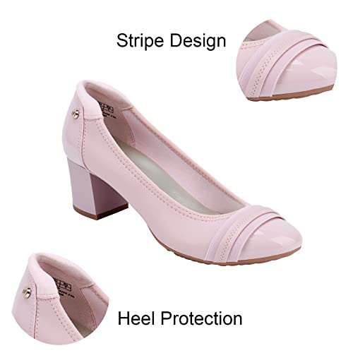 Jenn Ardor Womens Dress Pumps Pink Ballet Chunky Heels For Women Round Toe Mid Square Block Heels Soft Slip On Pumps Shoes For Office Lady Dancer Wedding Shoes Youth 2Inch #TOP4