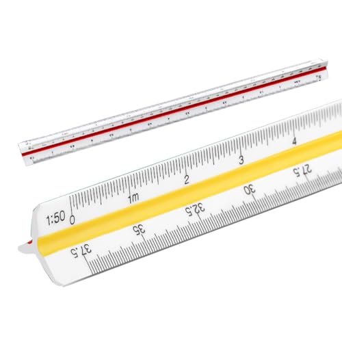 Dreikantmaßstab,30cm maßstab lineal,Architektonisches,Kunststoff Dreikantmaßstab ruler Metrische Skalen 1:20 1:25 1:50 1:75 1:100 1:125 für Architekten,Studenten, Zeichner und Ingenieure