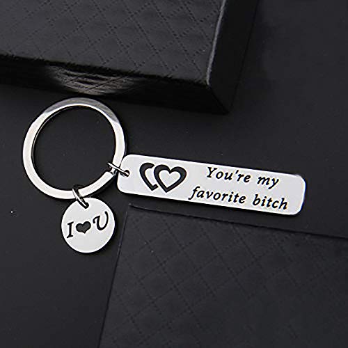 Zuo Bao Funny Couple Keychain You're My Favorite Asshole/Bitch Couples Jewelry Husband Gifts Boyfriend Keychain2