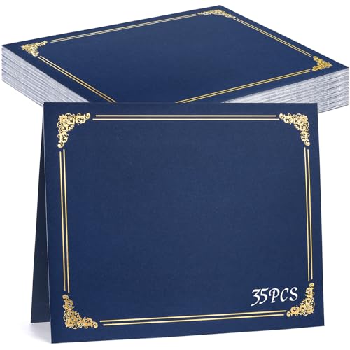 gisgfim 35Pcs Certificate Holders Diploma Covers Single Sided Gold Foil Border Award Certificate Covers for Letter Size 8.5x11 Certificates Cardstock Document Papers Storage Organizer (Navy Blue)