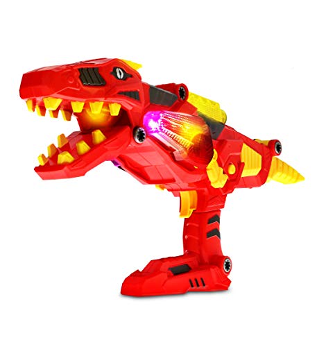Mozlly Dinosaur Gun 3 in 1 Transforming Space Battle Take Apart Toy Gun with Lights & Sound Tyrannosaurus Rex Blaster Gun Super Charger T-Rex Cool Kids Dinosaur Toy LED Shooter for Boys Toddlers Kids