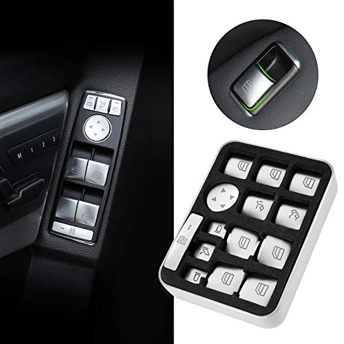 ALAVENTE Car Window Glass Lift Button Trim Cover Sticker for Mercedes Benz A/B/C(W204)/E(W212)/GLA/CLA/GLK/GL/ML/GLE Class (14 Pcs)