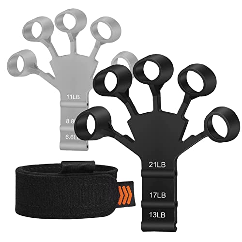 2 PCS Finger Strengthener, 2023 New Grip Strength Trainer, Finger Exerciser, 6 Resistant Level Finger Exerciser, Hand Strengthener for Strength Training, Finger Flexion Extension Training