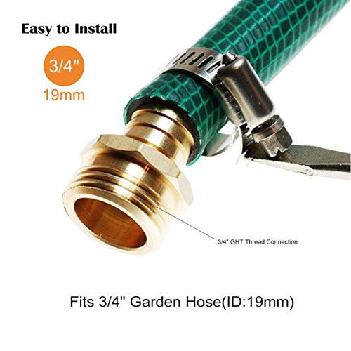 Solid Brass 3/4 Inch Garden Hose Repair Kit Male and Female Hose End Repair Water hose Fittings Connector with Stainless Steel Clamp - Thumbnail 4