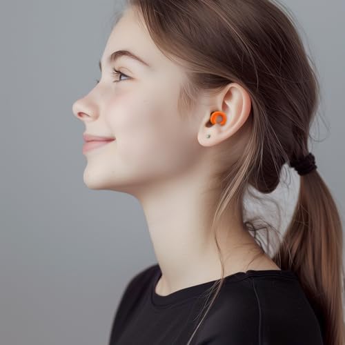 HOYIO 2 Pares Tapones Oidos Ruido Dormir, Tapones Oidos Cancelacion de Ruido 27 dB para Dormir Concierto Festival, Reutilizables y Lavables Suave, 8 Almohadillas en XS/S/M/L, Earplugs, Naranja - imagen 5