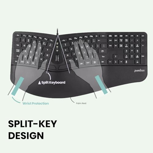 Perixx PERIBOARD-330B, Wired Ergonomic Keyboard with Adjustable Wrist Rest, Illuminated Keys, and Membrane Low Profile Keys, 2 Extra USB Ports, US English Layout by Perixx - Image 3