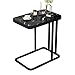 LXHLHWXF Table d'appoint multifonction en forme de C pour ordinateur portable - Table de chevet mobile en fer noir - 58 x 50 cm