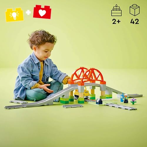 Image of LEGO DUPLO Town Train Bridge and Tracks Expansion Set 10426 Building Blocks Toys for 2+ Gift for Boys and Girls