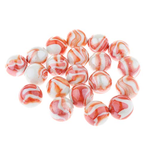 kowaku Conjunto de 20 bolinhas de gude de vidro (25 mm) listras florais ou estresse