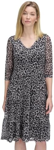 Vera Mont Damen Stufenkleid mit Stufen 40, Grau/Schwarz