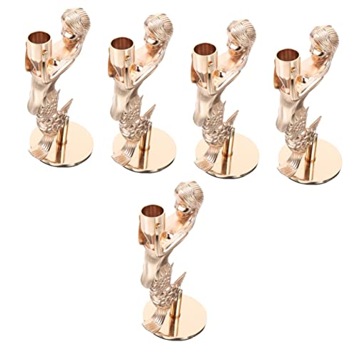 Osaladi 5Pcs Mermaid Candle Holder Metal Candle Holder Candle Centerpieces For Dining Table Mermaid Centerpieces For Tables Zinc Alloy Vintage Candle Golden Dining Table Centerpieces #TOP19