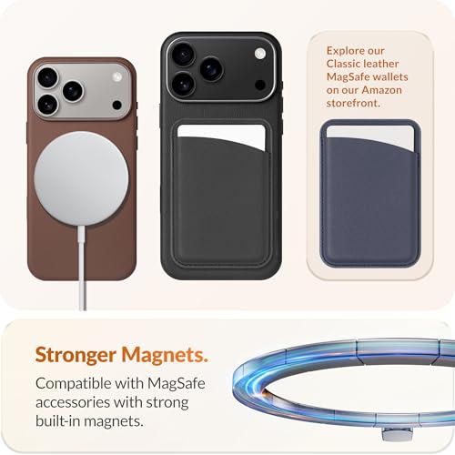 LONLI Classic | Gold-Rated Leather - European Genuine Vele Leather Case for iPhone 17 - [Built-in Camera Control and Compatible with Magsafe] - Dark Saddle by LONLI - Image 4