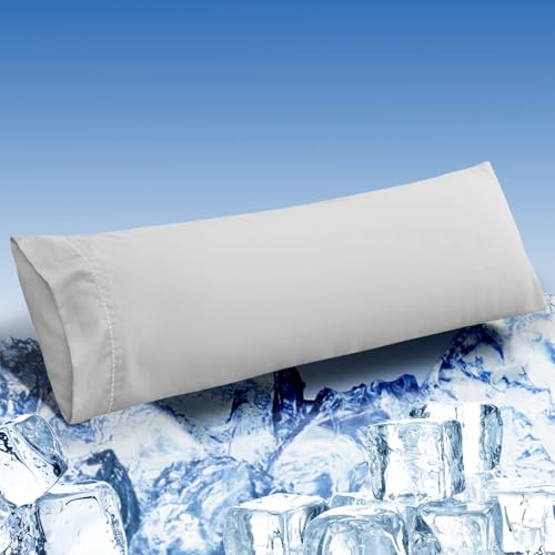 LOVSTOY Cooling Pillow Cases Body Size, Breathable Cool Pillowcases for Hair Skin and Hot Sleepers, Soft Silky Summer Pillow Cover with Envelope Closure, Grey, 20"x54"