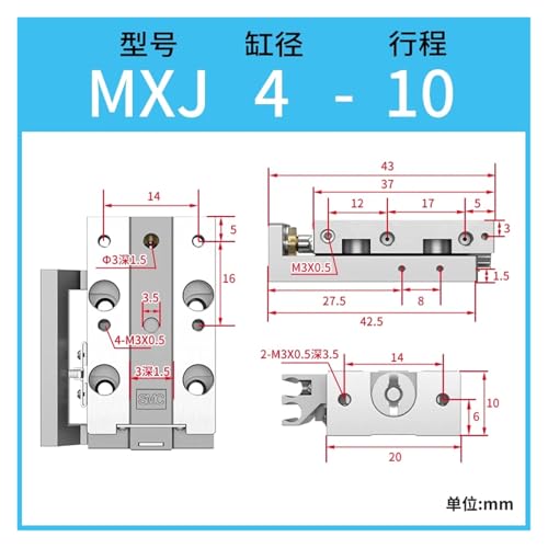 Vérin coulissant de précision MXJ8 pneumatique double effet axial - 3