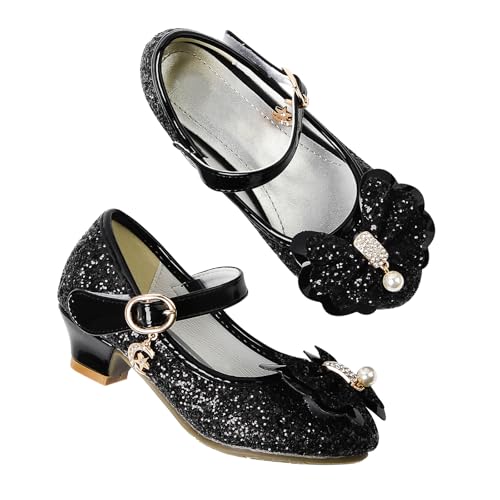JerrisApparel Scarpe da Principessa per Ragazze Mary Janes Matrimonio Compleanno Festa (Nero, 31 EU)