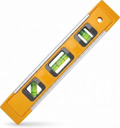 Image of NARYAL® Magnetic Spirit Level 9 Inch/230mm – Mini Aluminium Torpedo Level, 3 Bubble Vials 45°/90°/180°, Shock-Resistant Pocket Level for DIY, Builders, Carpentry & Plumbing