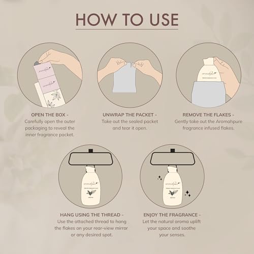 Image of Aromahpure Premium Car Perfume Fragrance Flakes - Bliss - Floral Lilly, Luxury Car Air Freshener made Organically with Essential Oil, Grains, and Flakes - 50Gm, Last Upto 30 days, IFRA certified