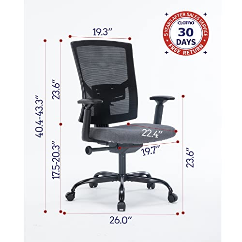 Clatina Ergonomic Mesh Chair With Adjustable Armrests And 4D Lumbar Support, Office Desk Chair Computer Task Chair With Tilt Function And Sponge Cushion, Black #TOP2