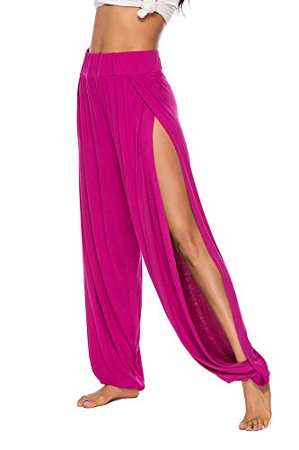 AvaCostume High Slit Harem Pants Women Hippie Harem Pants Trousers Fuchsia S