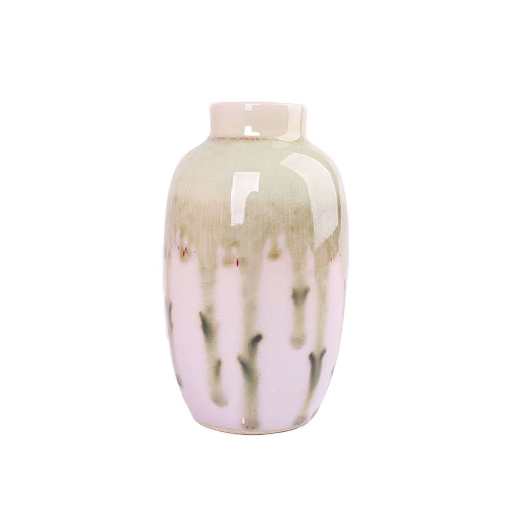 asdchZen Vase Ceramic Vase Jingdezhen High Temperature Kiln Glaze Living Room Dining Room Hydroponic Dried Flower Flower Arrangement Decoration Decoration,B-15cm