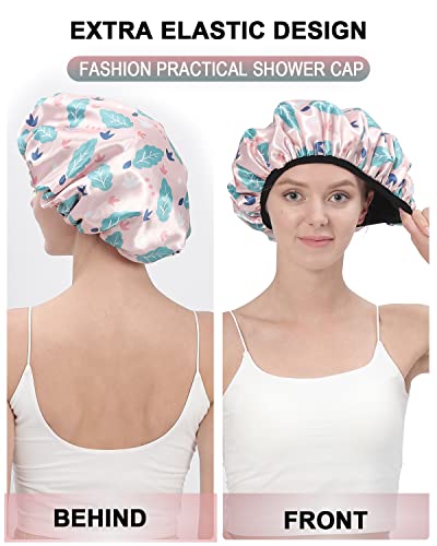 Terry Cloth Lined Shower Caps - Yizijizi Triple Layer Large Shower Cap For Women, Waterproof Reusable Shower Caps For Long Thick Hair, Washable Soft Bath Shower Caps For Hair Care (Pink) #TOP4
