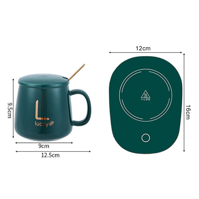 Image of Mug Warmer Pad Powered Cups Milk Tea Coffee Heating Constant temperatures EU Plug Electric Mug Set Office Use Mug with Lid and Spoon (Pack of 1 Cup + 1 Lid + 1 Spoon + 1Pad)