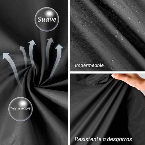 Poncho de lluvia impermeable con cremallera y cordón ajustable para senderismo 6