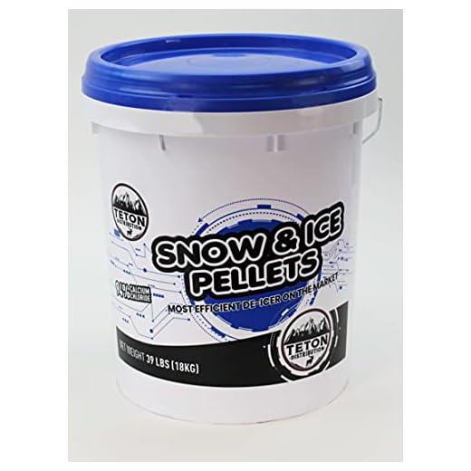 Teton's Calcium Chloride Snow Ice Melt Mini Pellets 39lb Bucket - Better Than Rock Salt! Works Immediately & Prevents Re-Freezing. Great for Parking Lots, Driveways, Sidewalks, Stairs and More!