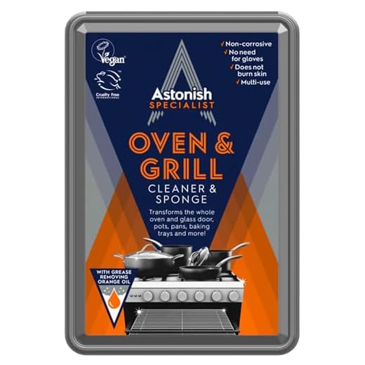 Astonish Specialist Oven & Grill Cleaner & Sponge, 250g – Powerful Degreasing Paste with Orange Oil, Restores Shine Without Harsh Chemicals – For Ovens, Grills, Racks & Toughened Glass