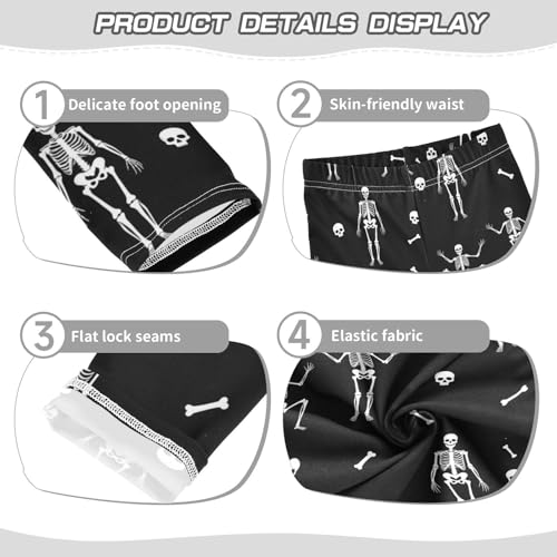 J JOYSAY Skull Bones Black Girls Leggings Soft Comfortable Long Kids Toddler Leggings Size 4-10T3