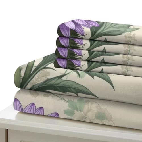 Housse de couette violette 3D 200x200 parure de lit microfibre avec taies d'oreiller double - 7