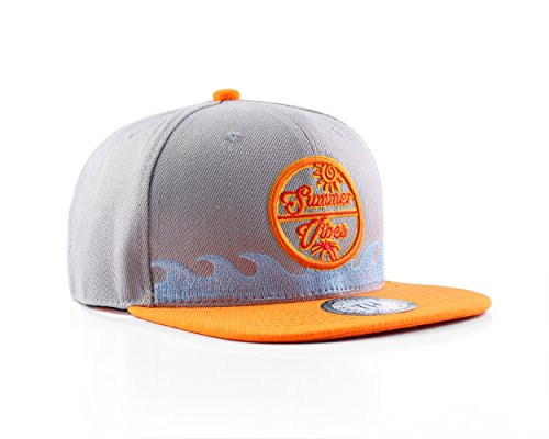 True Heads Summer Vibes Grey and Orange Snapback Baseball Cap