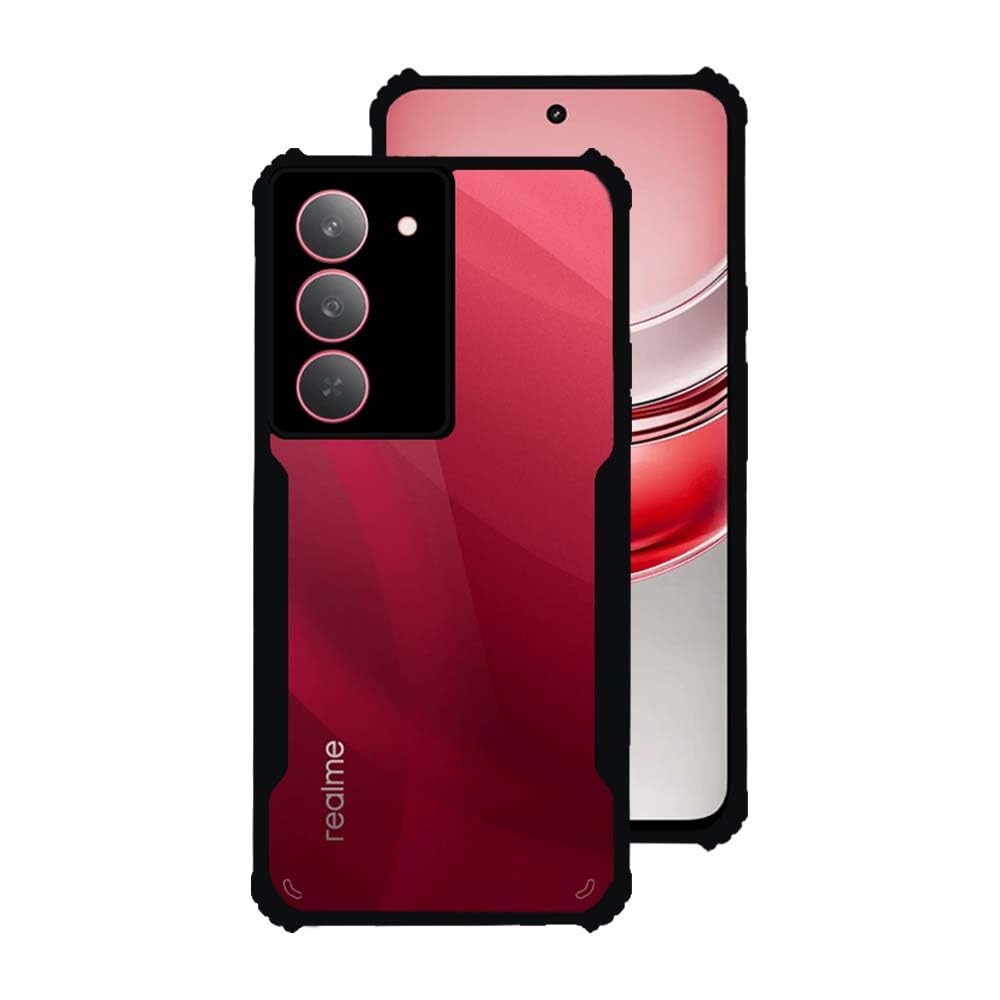 7SEVEN® Ipacky Back Cover for Realme 14X Mobile Back Case Shock Proof Design Camera Edges Protection Crystal Clear Phone Case Precise Cutouts Matte Black Soft Bumper Phone Cover