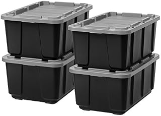IRIS USA 589091 27 Gallon Utility Tough Tote, 4 Pack, Black/Gray, 4 Piece