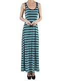 makeitmint Women's Line Stripe Sleeveless Racerback Maxi Dress