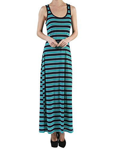 makeitmint Women's Line Stripe Sleeveless Racerback Maxi Dress
