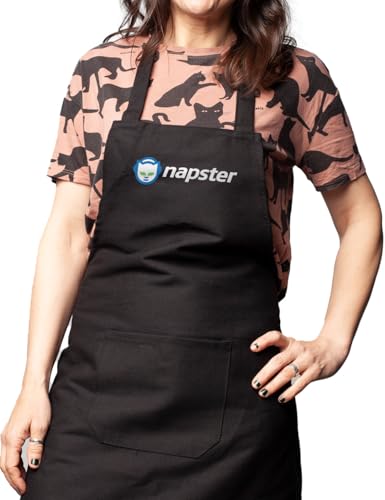 CamisetasChorras Delantal NAPSTER para Gañanes, Gente De Mal Vivir y Peor Dormir, Tallas Especiales (Negro)